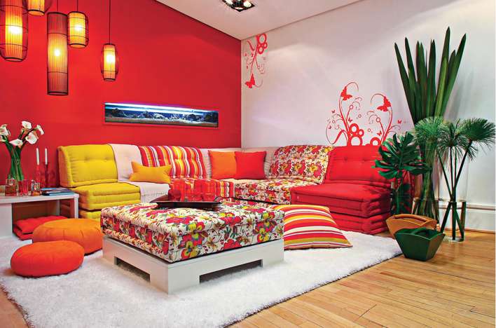 Decoração sala de estar colorida