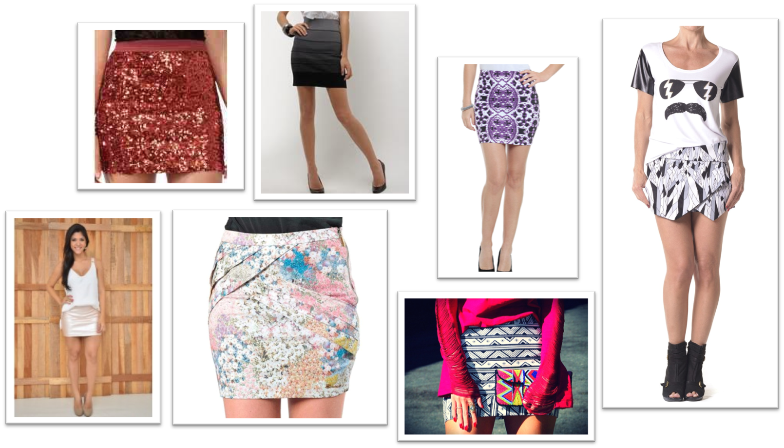 varios tipos de saias femininas, justas e fashion