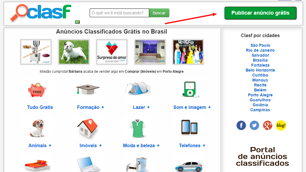 Publicar anuncios grátis em Clasf